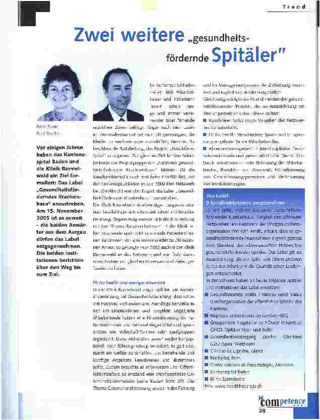 Vorschauseite 1: Zwei weitere gesundheitsfördernde Spitäler