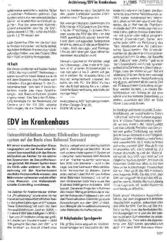 Vorschauseite 4: Archivierung Berufsgenossenschaftliche Unfallklinik Murnau: Wegweisende Lösung für digitale Speicherung