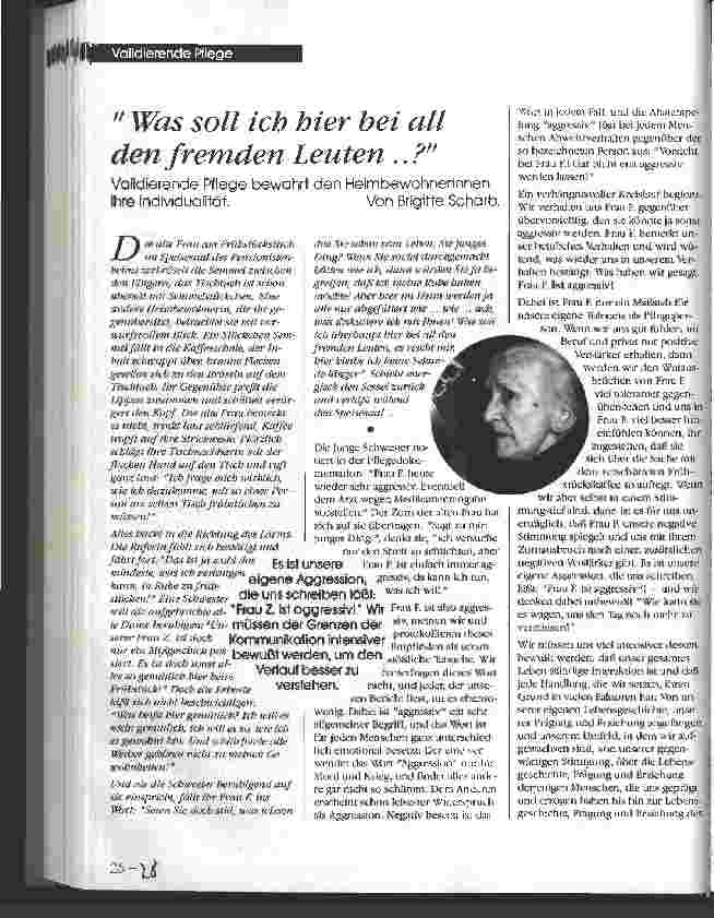 Vorschauseite 1: Was soll ich hier bei all den fremden Leuten ...? Validierende Pflege bewahrt den HeimbewohnerInnen ihre Individualität