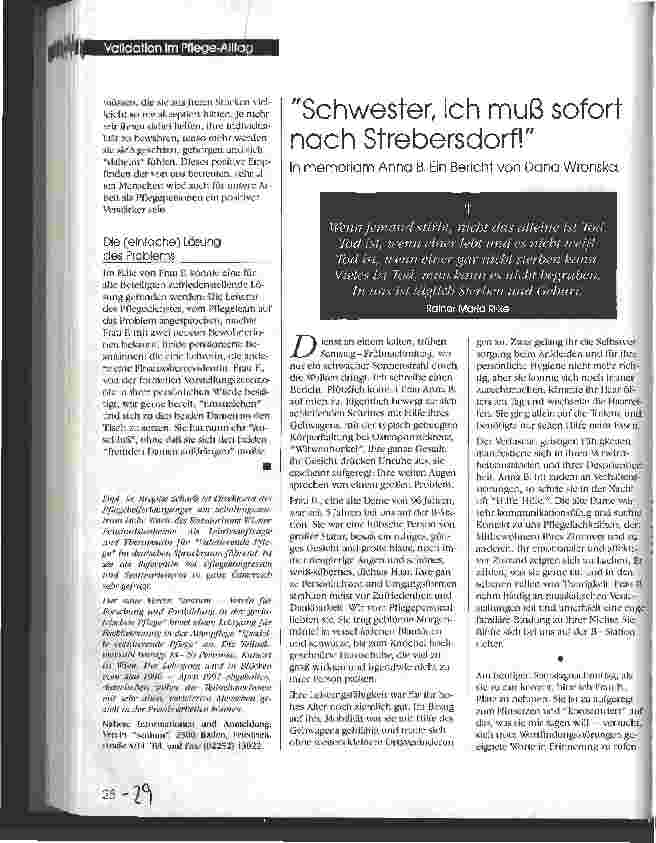 Vorschauseite 3: Was soll ich hier bei all den fremden Leuten ...? Validierende Pflege bewahrt den HeimbewohnerInnen ihre Individualität