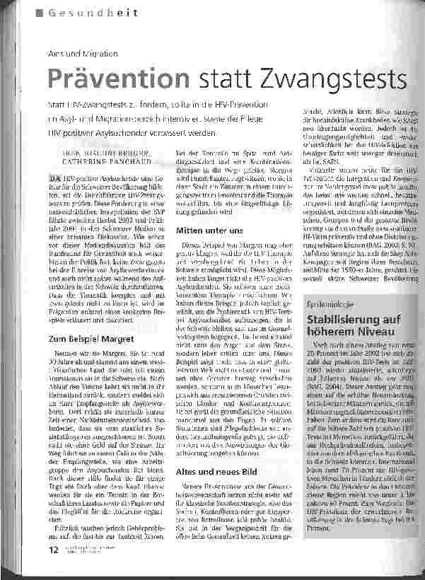 Vorschauseite 1: Prävention statt Zwangstests