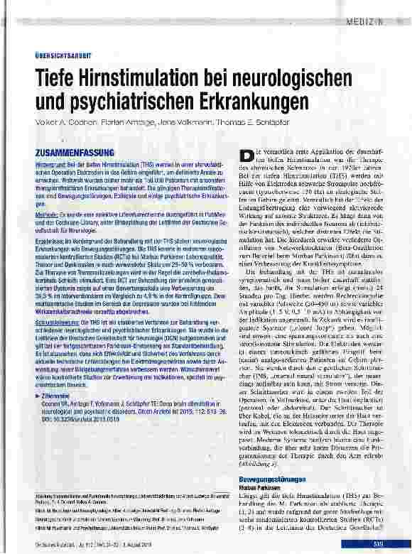 Vorschauseite 1: Tiefe Hirnstimulation bei neurologischen und psychiatrischen Erkrankungen