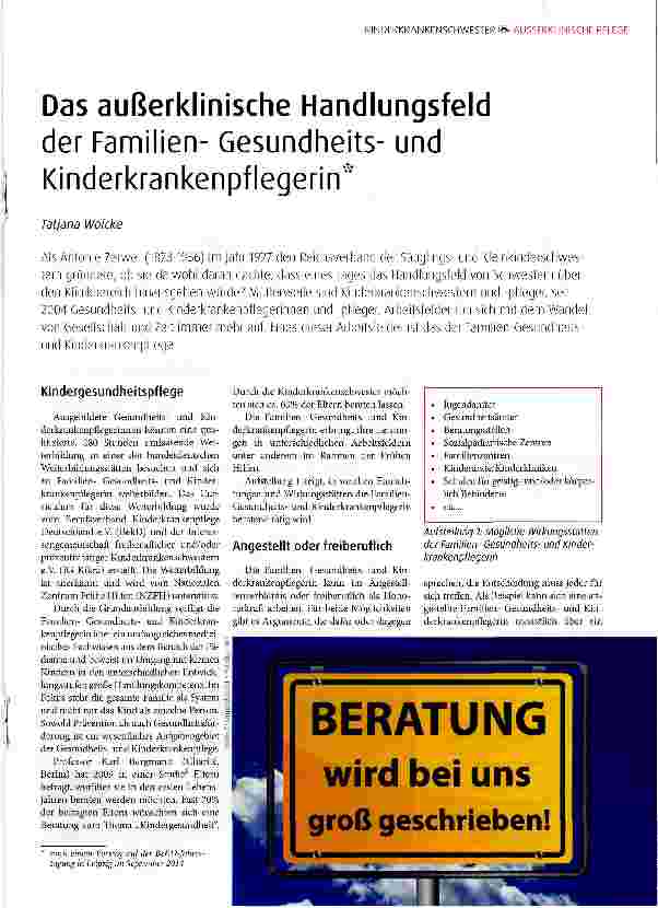 Vorschauseite 1: Das außerklinische Handlungsfeld der Familien-Gesundheitsund Kinderkrankenpflegerin