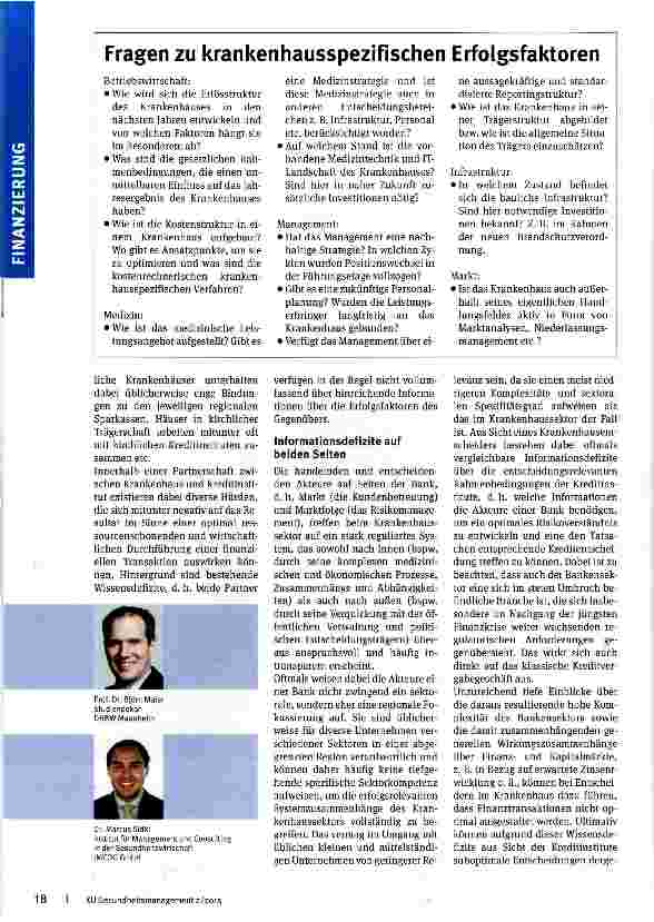 Vorschauseite 2: Krankenhäuser und Banken