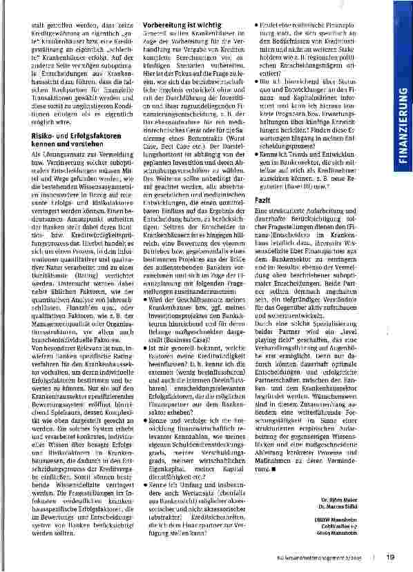 Vorschauseite 3: Krankenhäuser und Banken
