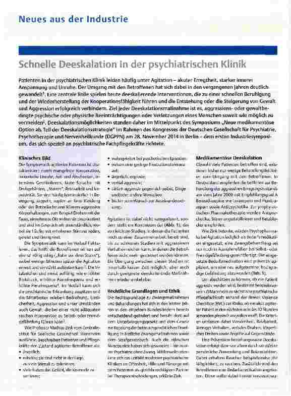 Vorschauseite 1: Schnelle Deeskalation in der psychiatrischen Klinik