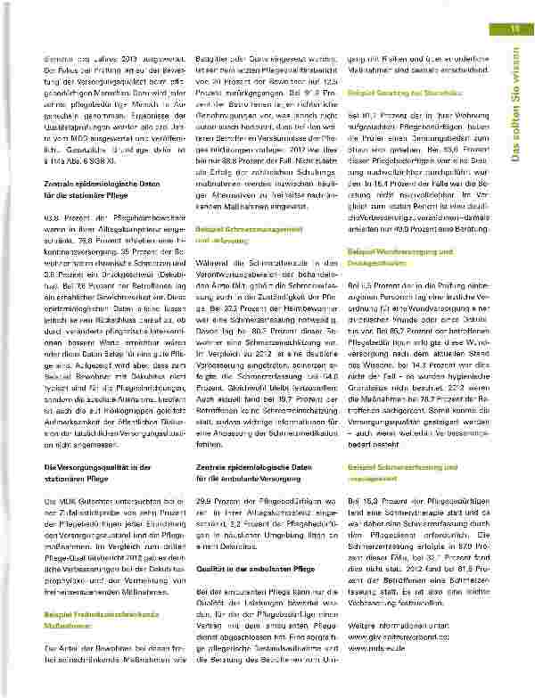 Vorschauseite 2: 4. Pflege-Qualitätsbericht des MDK: Pflegequalität wird immer besser