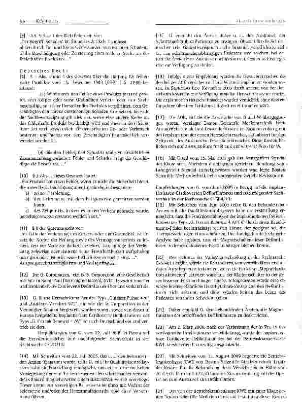 Vorschauseite 2: Haftung für fehlerhafte Produkte; Herzschrittmacher und implantiert) ar er Cardioverter-Defibrillator; Ausfallrisiko des Produkts; Körperverletzung; Explantation des Produkts, das…