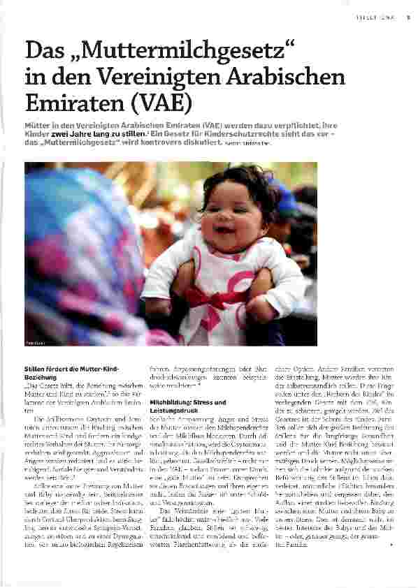 Vorschauseite 1: Das „Muttermilchgesetz in den Vereinigten Arabischen Emiraten (VAE)