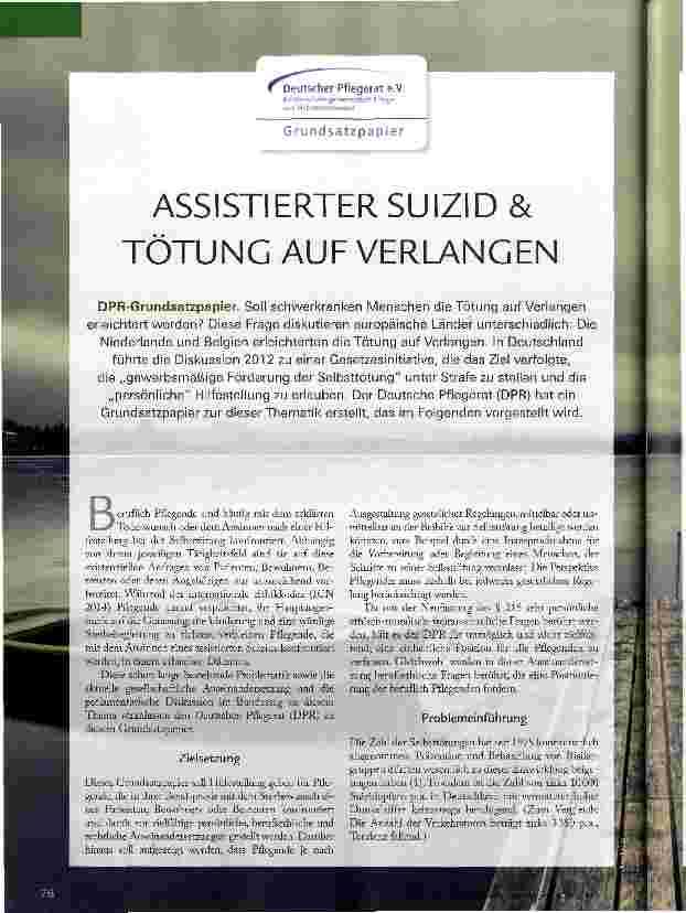 Vorschauseite 1: ASSISTIERTER SUIZID & TÖTUNG AUF VERLANGEN