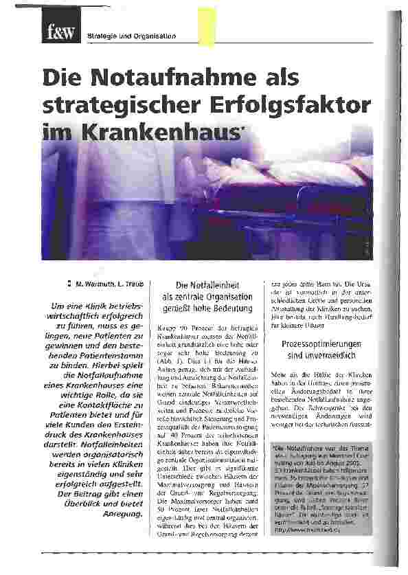 Vorschauseite 1: Die Notaufnahme als strategischer Erfolgsfaktorim Krankenhaus