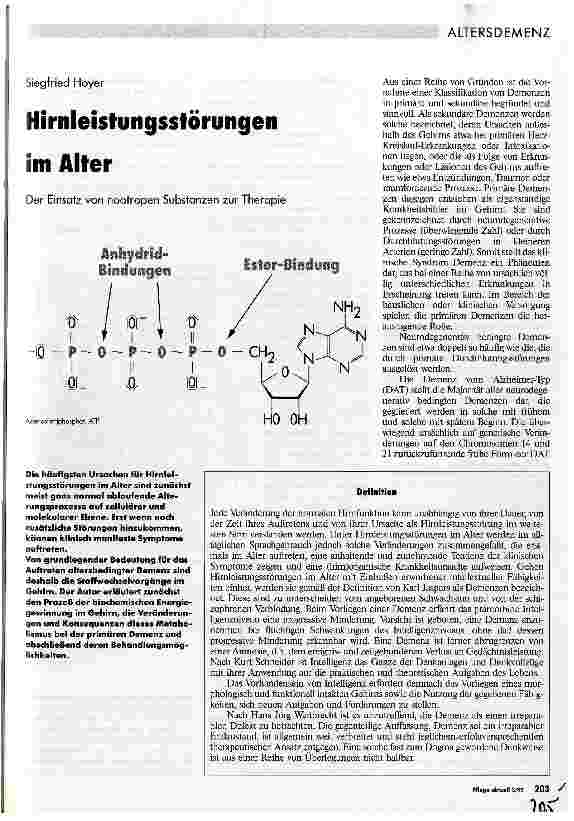 Vorschauseite 1: Hirnleistungsstörungen im Alter Der Einsatz von nootropen Substanzen zur Therapie