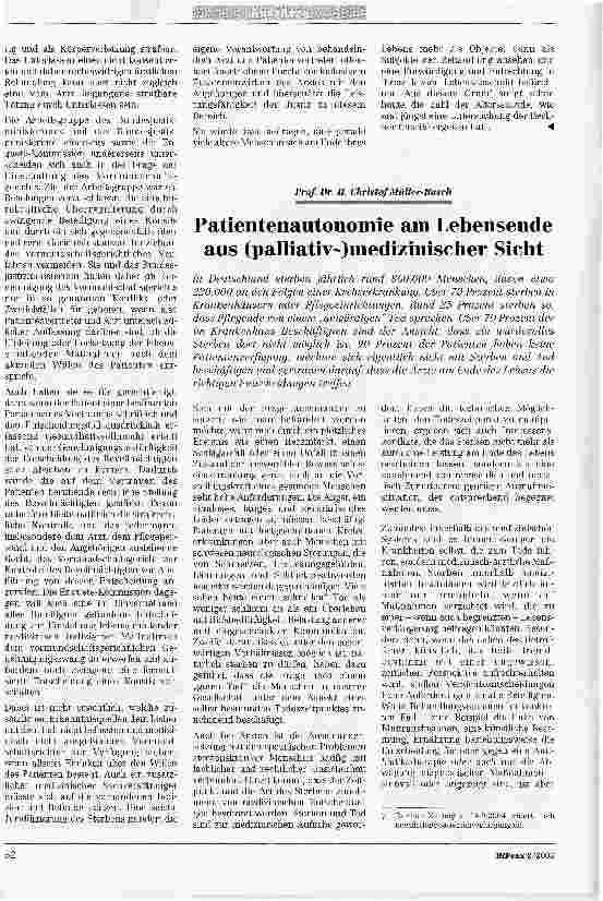 Vorschauseite 1: Patientenautonomie am Lebensende aus (palliativ-)medizinischer Sicht
