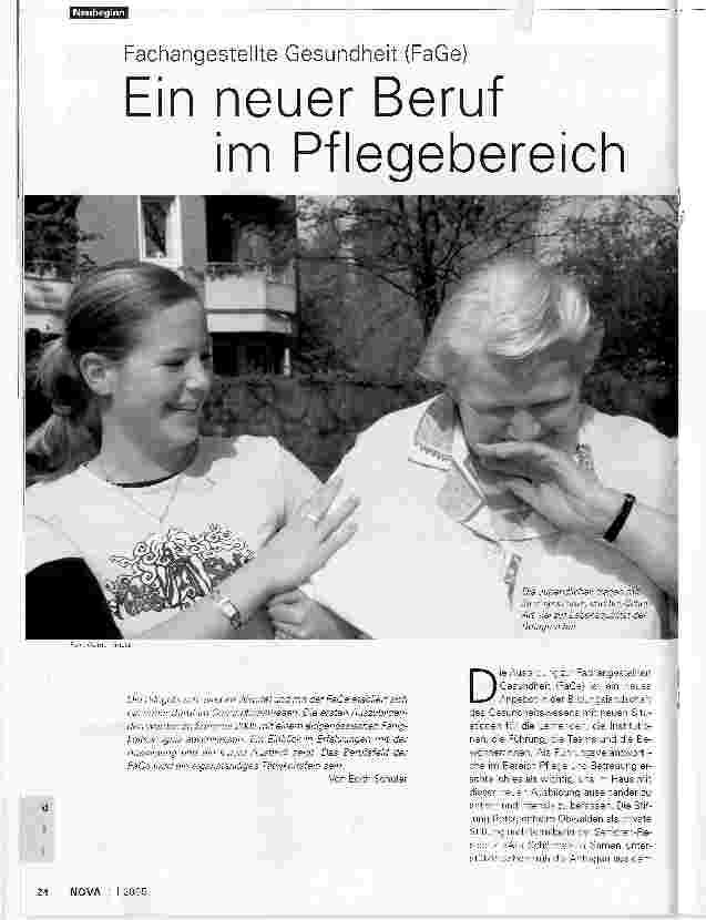 Vorschauseite 1: Fachangestellte Gesundheit (FaGe)Ein neuer Beruf im Pflegebereich