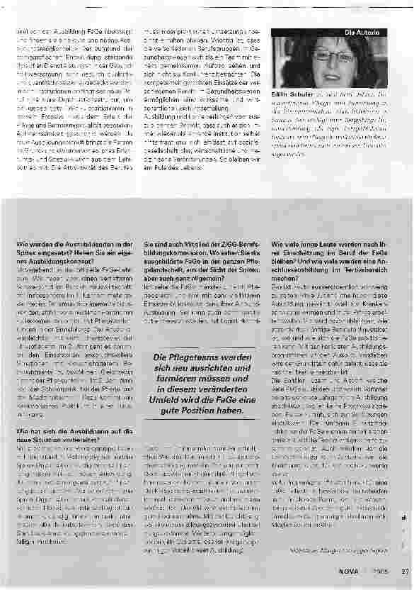 Vorschauseite 4: Fachangestellte Gesundheit (FaGe)Ein neuer Beruf im Pflegebereich