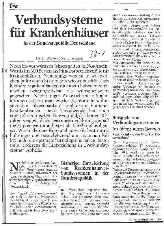 Vorschauseite 1: Verbundsysteme für Krankenhäuser in der BRD