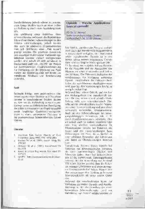 Vorschauseite 2: OPTIMIERUNGSMÖGLICHKEITEN DER SCHMERZTHERAPIE