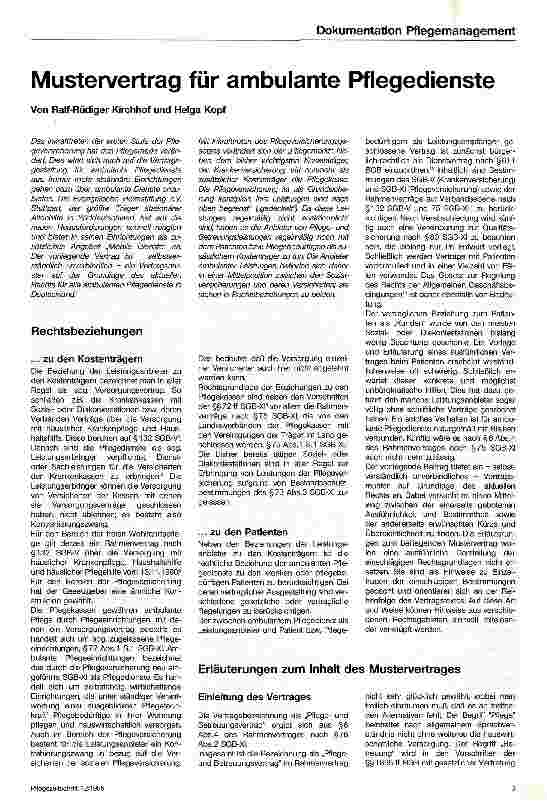 Vorschauseite 1: Mustervertrag für ambulante Pflegedienste