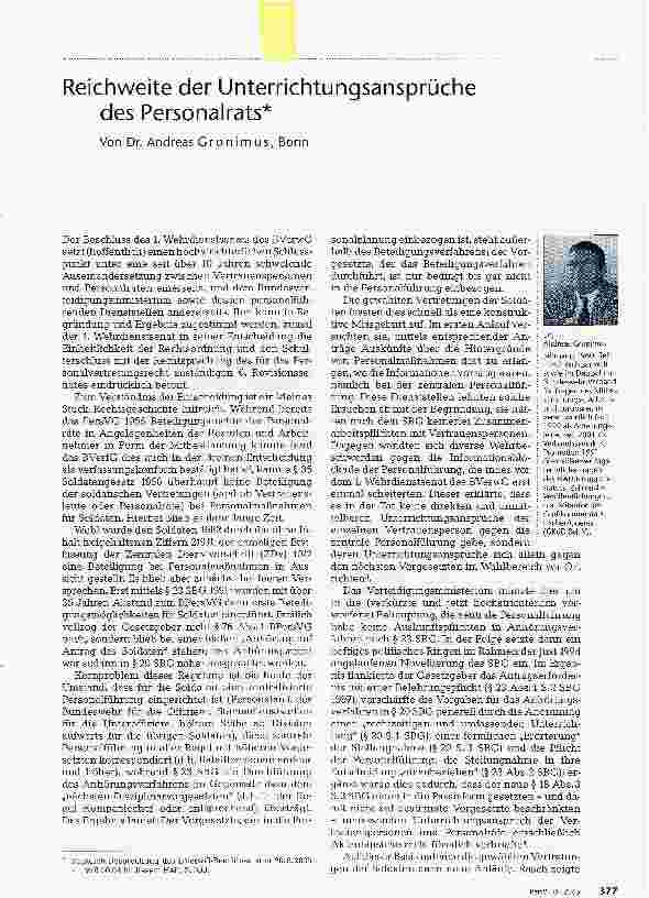 Vorschauseite 1: Reichweite der Unterrichtungsansprüche des Personalrats