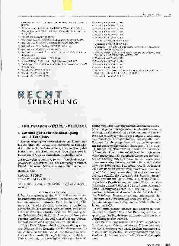 Vorschauseite 5: Reichweite der Unterrichtungsansprüche des Personalrats