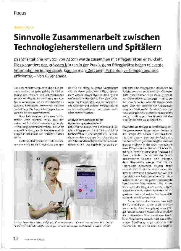 Vorschauseite 1: Sinnvolle Zusammenarbeit zwischen Technologieherstellern und Spitälern