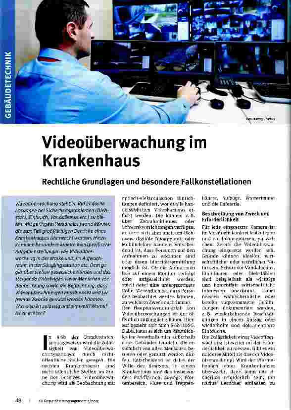 Vorschauseite 1: Videoüberwachung im Krankenhaus