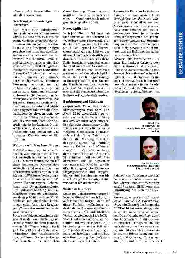 Vorschauseite 2: Videoüberwachung im Krankenhaus