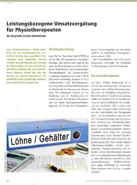Vorschauseite 1: Leistungsbezogene Umsatzvergütung für Physiotherapeuten