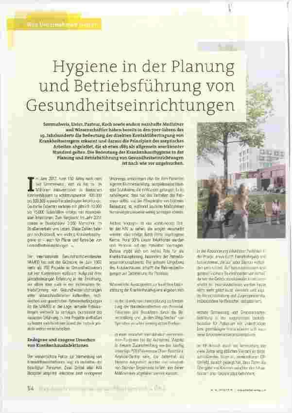 Vorschauseite 1: Hygiene in der Planung und Betriebsführung von Gesundheitseinrichtungen