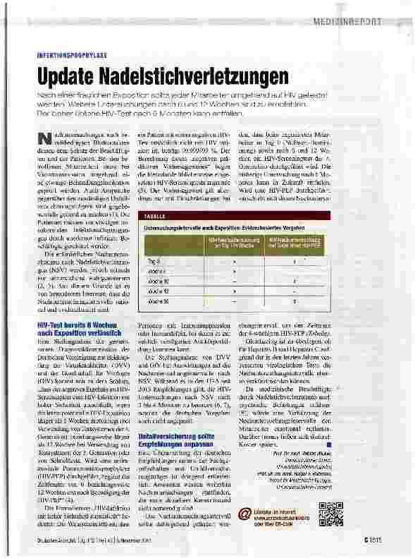 Vorschauseite 1: Update Nadelstichverletzungen