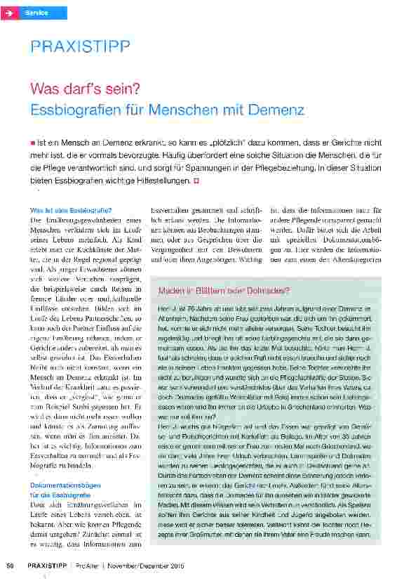 Vorschauseite 1: Was darf es sein? Essbiografien für Menschen mit Demenz