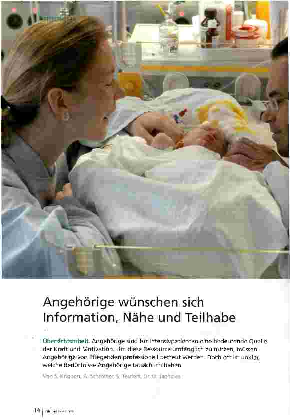 Vorschauseite 1: Angehörige wünschen sich Information, Nähe und Teilhabe