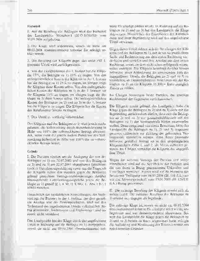 Vorschauseite 2: Arzneimittelwerbung im InternetOLG München, Urteil vom 13. Januar 2005 - 6 U 2773/2004 - nicht rechtskräftig