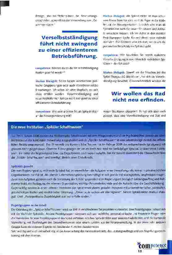 Vorschauseite 2: spital - Verselbstständigung: wie frei macht sie?