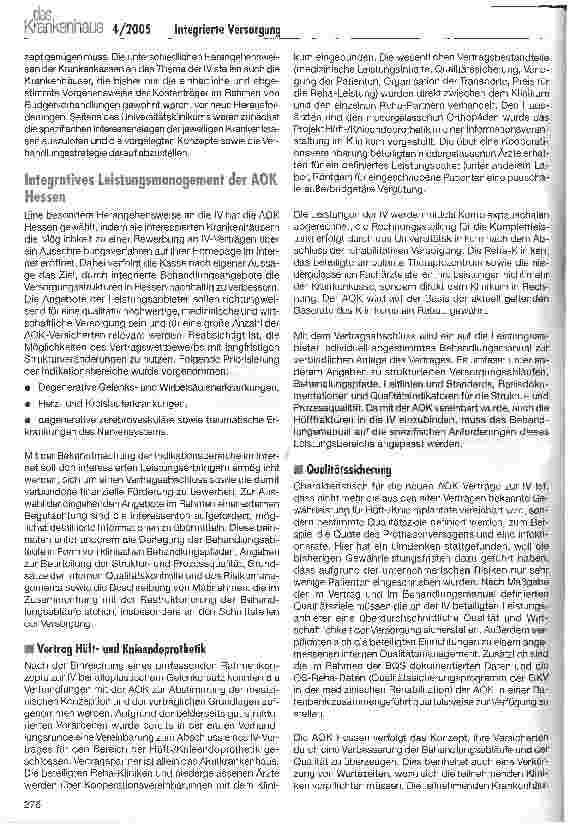 Vorschauseite 3: Erste Erfahrungen mit der Integrierten Versorgung an einem Universitätsklinikum