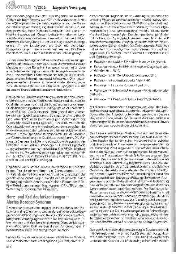 Vorschauseite 5: Erste Erfahrungen mit der Integrierten Versorgung an einem Universitätsklinikum