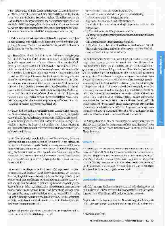 Vorschauseite 2: Wie kann der pflegerische Beitrag zur Einschätzung der Suizidalität systematisiert werden?