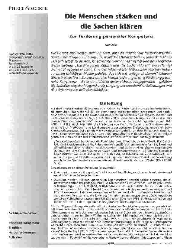 Vorschauseite 1: Die Menschen stärken und die Sachen klären