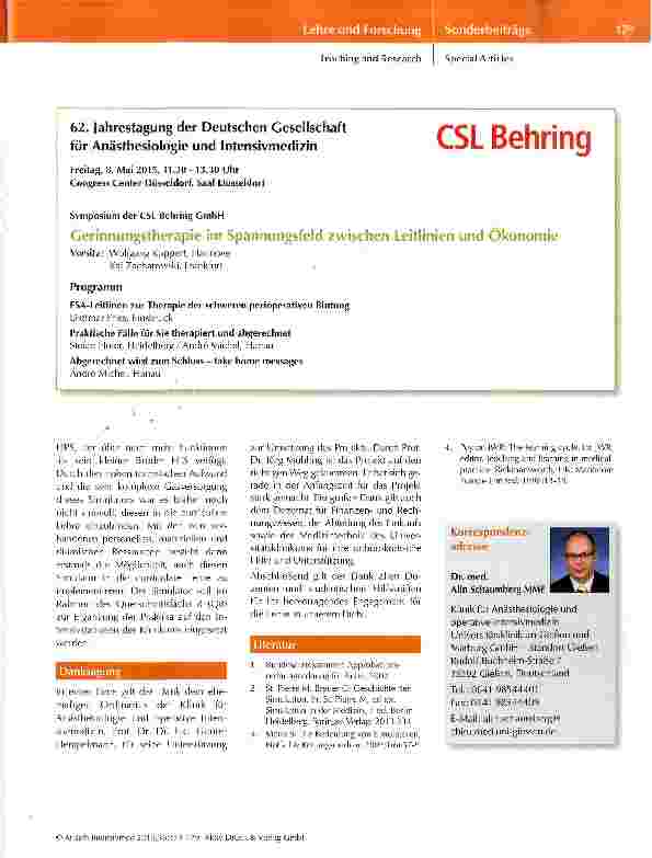 Vorschauseite 6: 10 Jahre DGAI-Projekt „Simulation in der studentischen Lehre