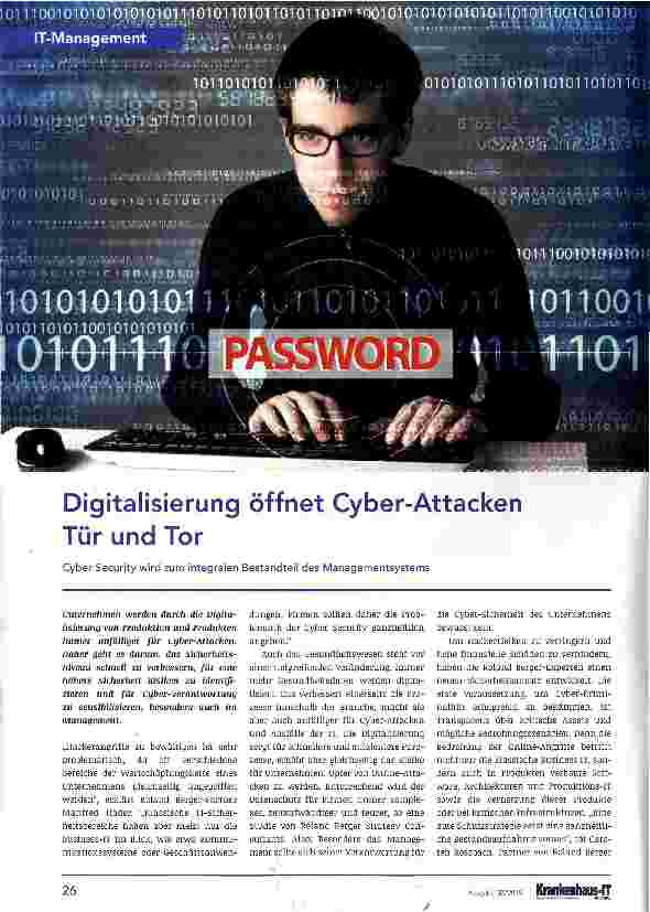 Vorschauseite 1: Digitalisierung öffnet Cyber-Attacken Tür und Tor
