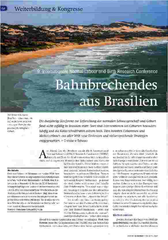 Vorschauseite 1: 9. Internationale Normal Labour and Birth Research Conference Bahnbrechendes aus Brasilien
