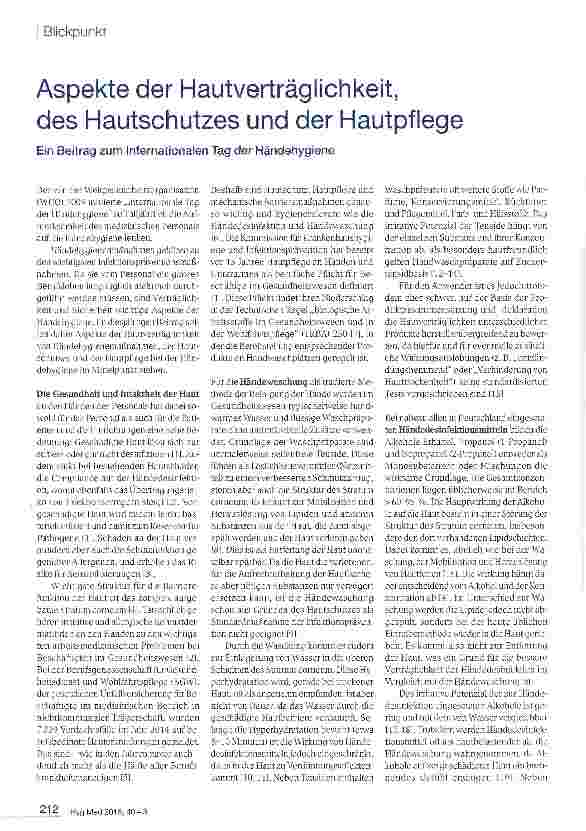 Vorschauseite 1: Aspekte der Hautverträglichkeit, des Hautschutzes und der Hautpflege