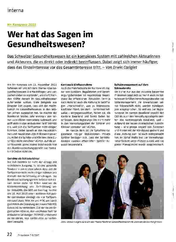 Vorschauseite 1: Wer hat das Sagen im Gesundheitswesen?