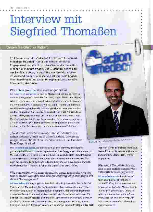 Vorschauseite 1: Interview mit Siegfried ThomaßenGegen die Gleichgültigkeit