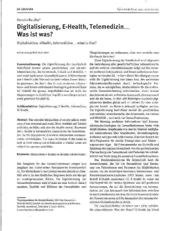 Vorschauseite 1: Digitalisierung, E-Health, Telemedizin. .. Was ist was?