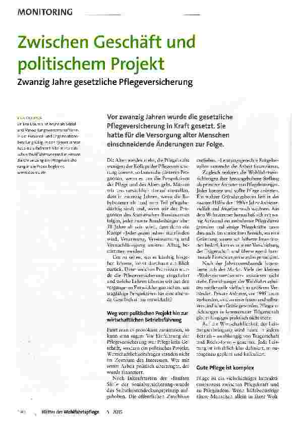 Vorschauseite 1: Zwischen Geschäft und politischem Projekt