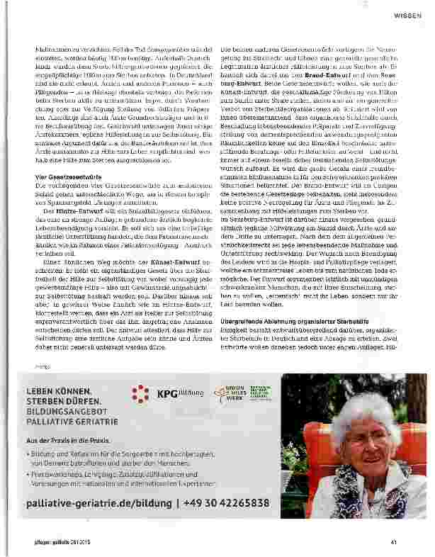 Vorschauseite 2: Assistierter Suizid & Hospiz-und Palliativgesetz Was soll sich ändern?