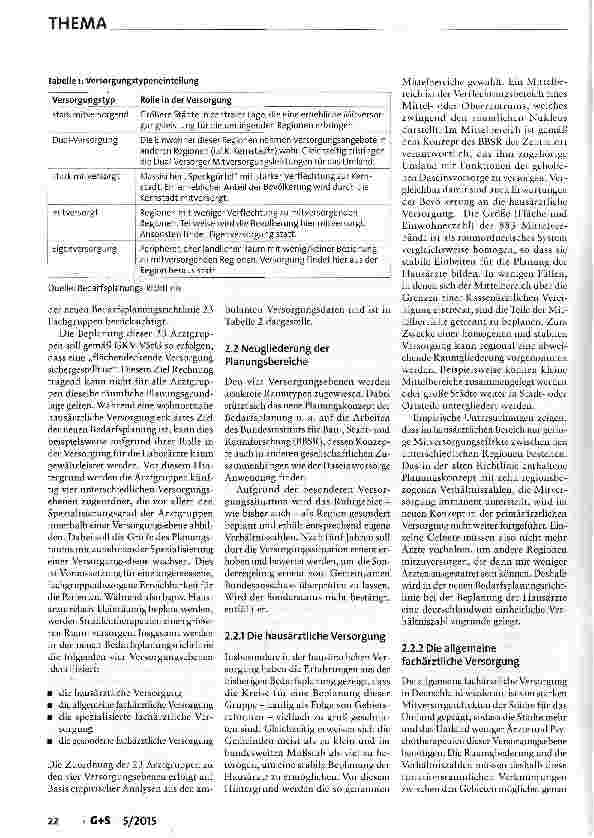 Vorschauseite 3: Die Neukonzeption der Bedarfsplanung auf der Basis des GKV-Versorgungsstrukturgesetzes