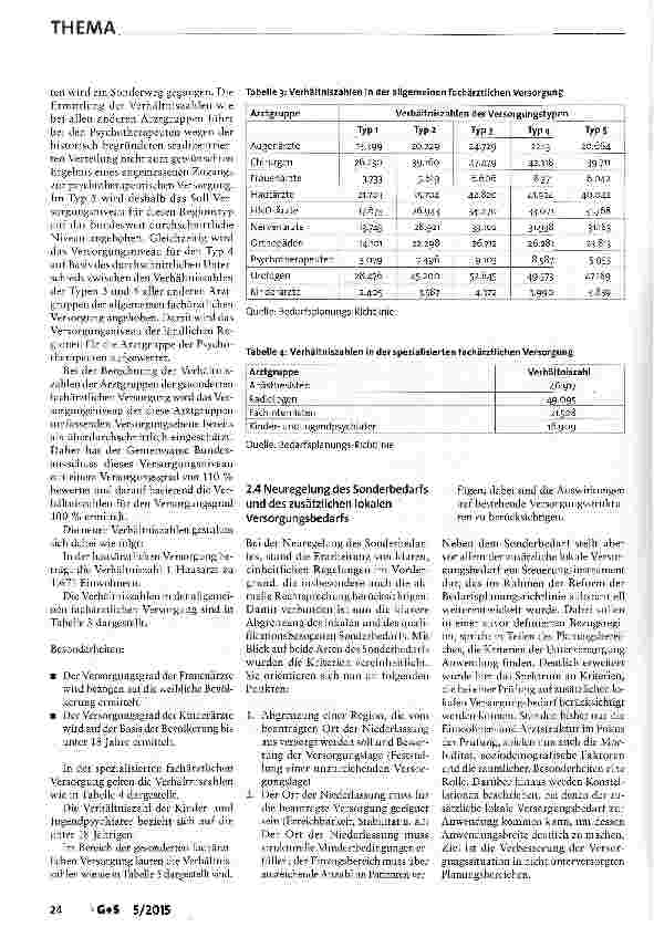 Vorschauseite 5: Die Neukonzeption der Bedarfsplanung auf der Basis des GKV-Versorgungsstrukturgesetzes