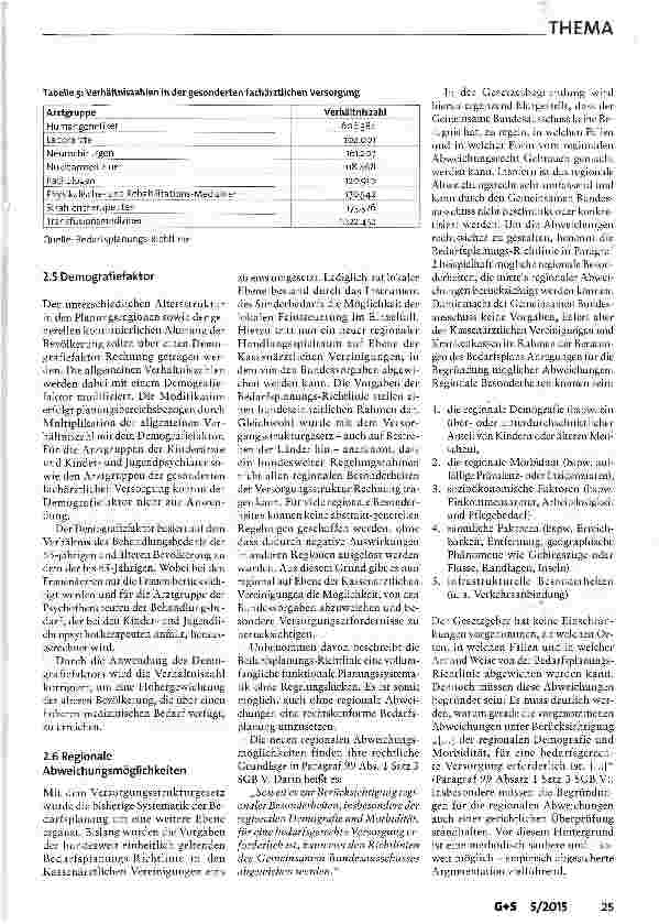 Vorschauseite 6: Die Neukonzeption der Bedarfsplanung auf der Basis des GKV-Versorgungsstrukturgesetzes